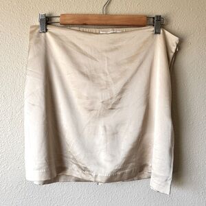 Abercrombie & Fitch Cream Satin Mini Skirt Womens L Classic Preppy Coquette